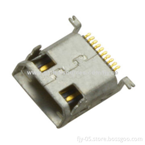 USB A/F 4P R/A Bending Connector, Foot White Glue/Copper Shell, 500V AC Dielectric Voltage